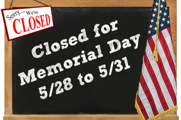 Studio Closed for Memorial Day